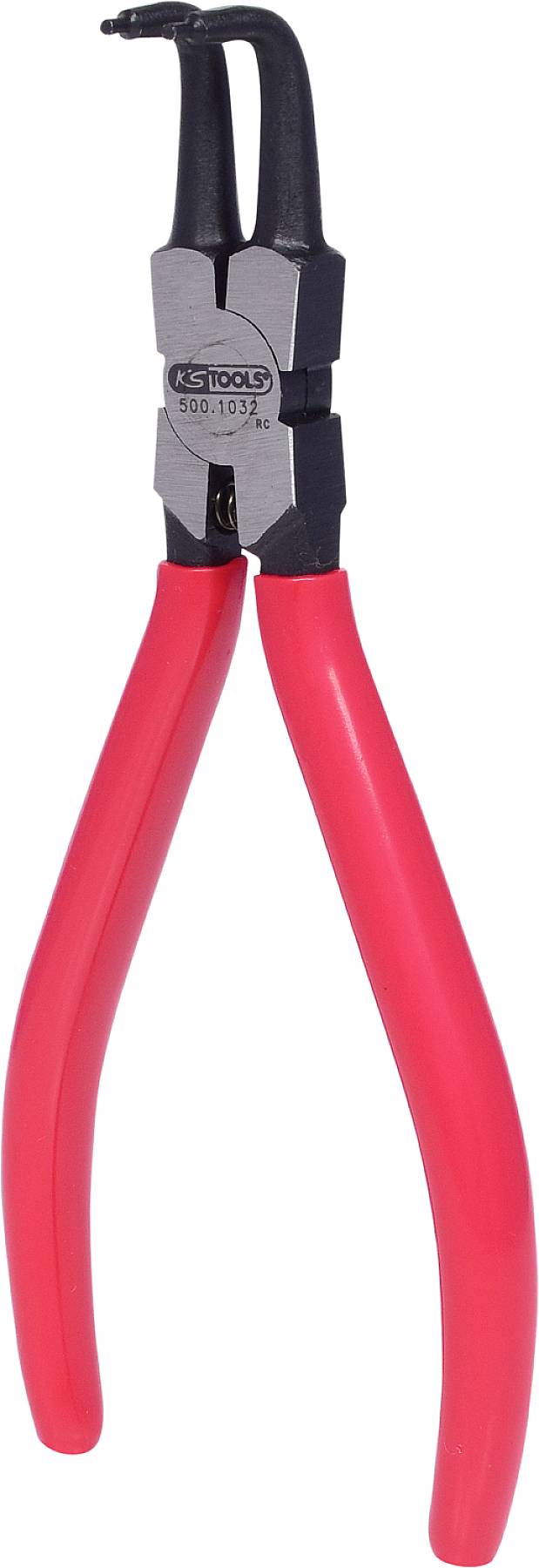 Rdeča klešče za zunanjo varnostno sponko z črno glavo, idealne za odstranjevanje zunanjih varnostnih obročkov.