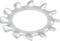 Srebrno zobno kolo z enajstimi zobmi, narejeno iz sijoče kovine, na beli podlagi.