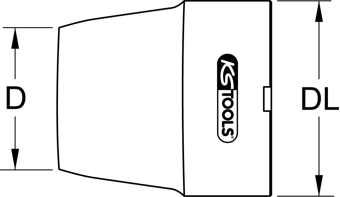 Slika prikazuje natično matico z merami D in DL s strani, z logotipom 'KS Tools' na strani.
