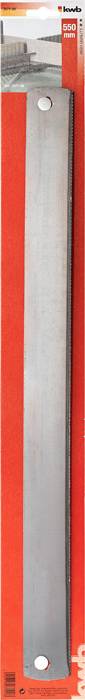 Kovinska pila na rdeči embalaži, primerna za obdelavo kovin; z dvema pritrdilnima luknjama na konceh.