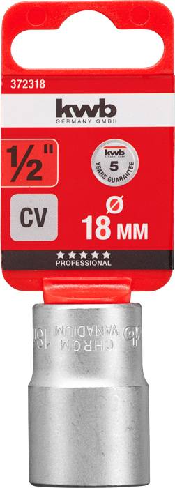 'Vtična vložka podjetja kwb, 1/2 palca, premer 18 mm, srebrne barve, primerna za profesionalno uporabo.'