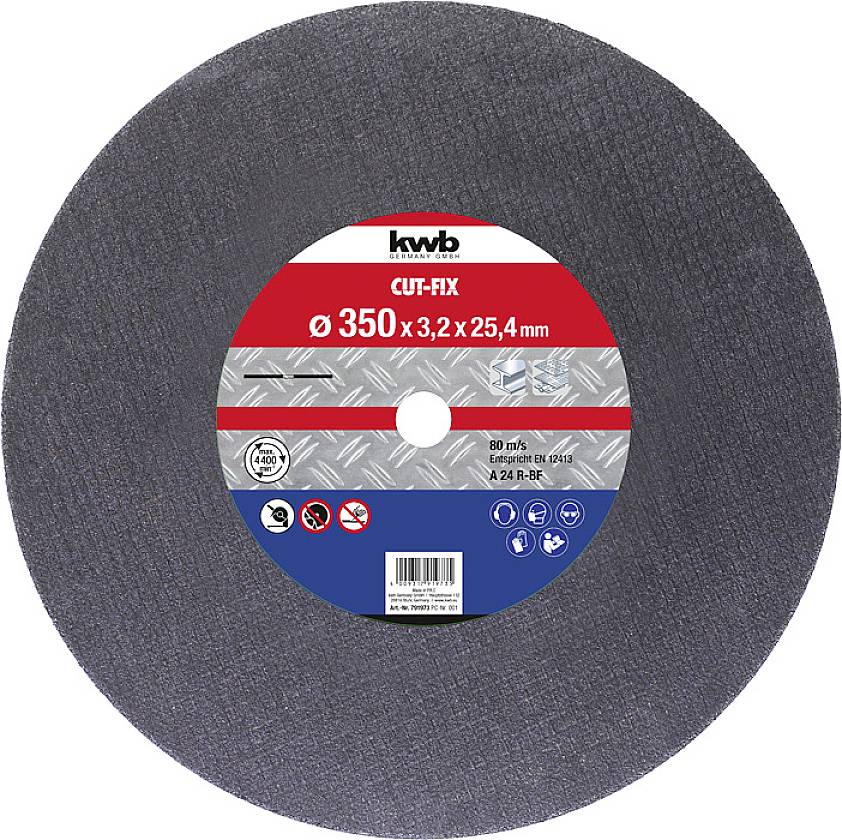 Brusilni list z napisom 'CUT-FIX Ø 350 x 3,2 x 25,4 mm'. Primeren za različne rezalne naloge.