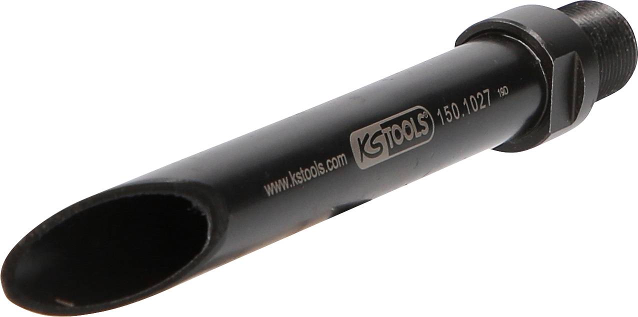 Črna izpušna ekspanzijska cev znamke KS Tools z napisom 'www.kstools.com 150.1027'. Primerna za izpušne sisteme.
