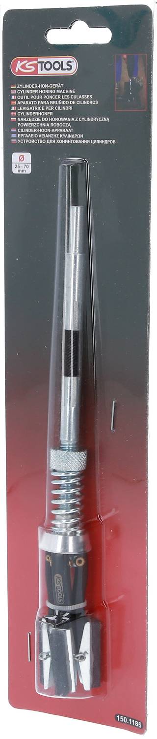 Prožen magnetni prijemalnik znamke KS Tools v blister embalaži, primeren za prijemanje kovinskih delov. Embalaža prikazuje podrobnosti orodja.