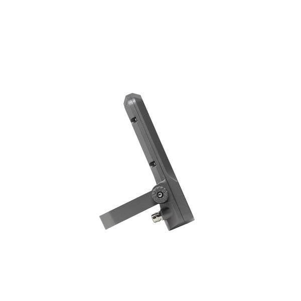 'Siva, pravokotna elektronska naprava z dvema nastavljivo nogama ob strani, stoječa pokončno.'