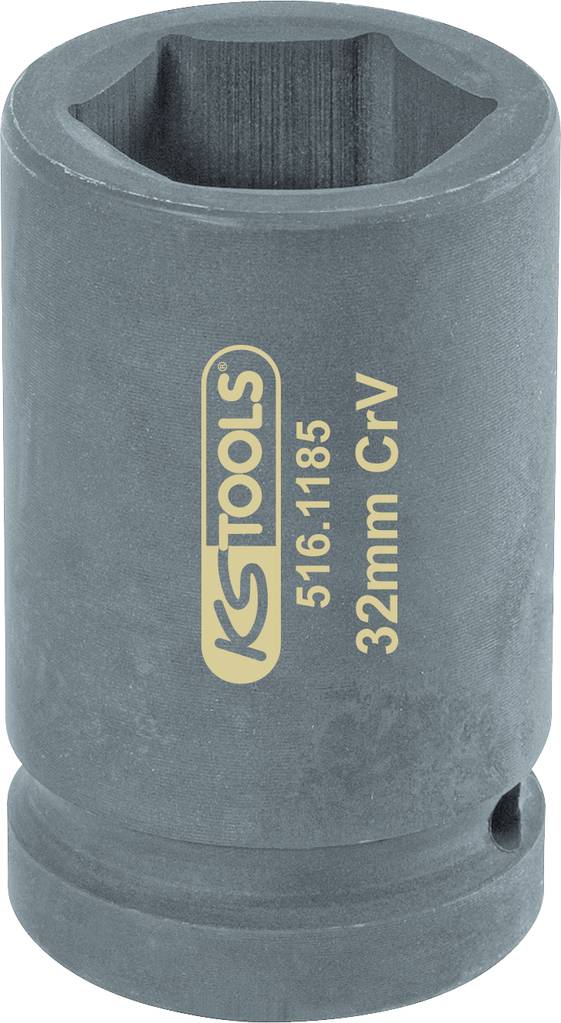 Vložek vijačnega ključa KS Tools, 32 mm, notranji šestkotnik, temno kovinski, z vgravirirano kataložno številko in podatki o materialu.