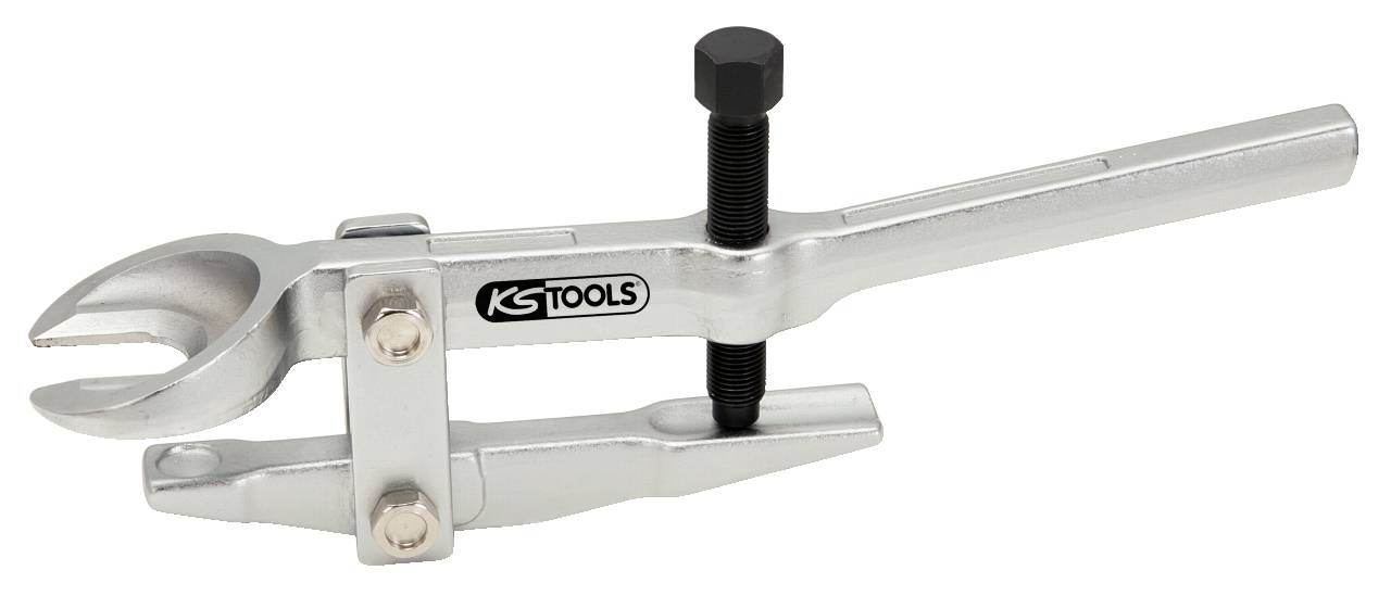Srebrn izvlakač s črnim vijakom, primeren za odstranjevanje krogličnih sklepov. Z napisom 'KS Tools'.