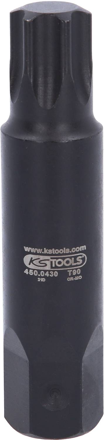 Črni vijačni ključ znamke KS Tools, model T50. Ima gravuro s tehničnimi podatki in šesterokotnim verzalom.