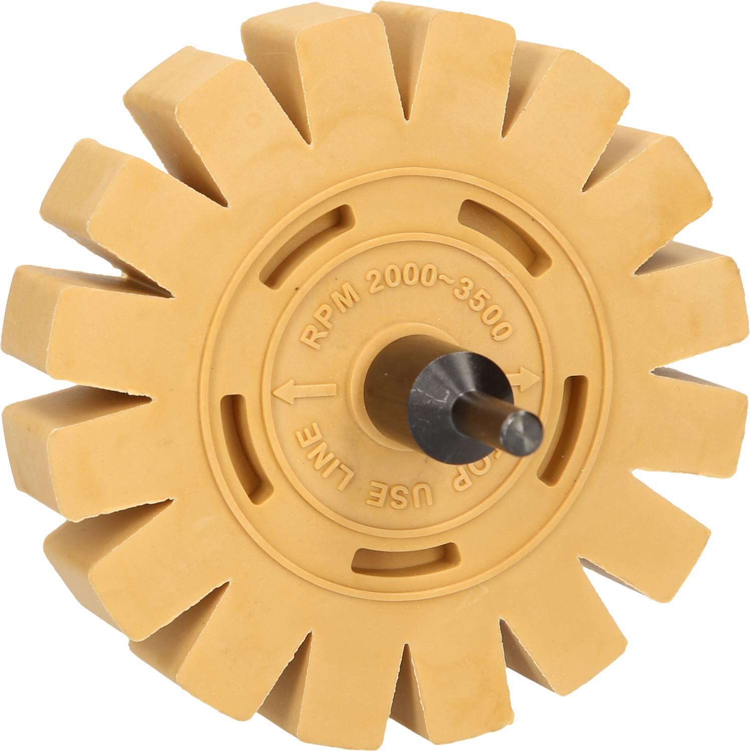 Gumijasto kolo za odstranjevanje z osjo, namenjeno uporabi pri 2000-3500 obratih na minuto, za odstranjevanje nalepk.