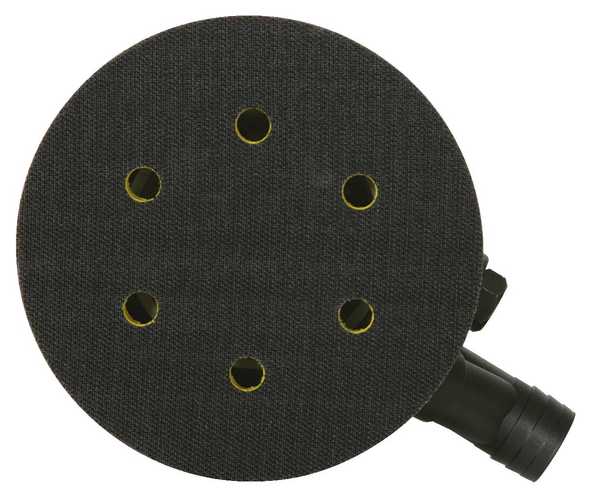 Brusilni krožnik ekscentrične brusilke s šestimi luknjami za odsesavanje prahu, pogled od zgoraj.