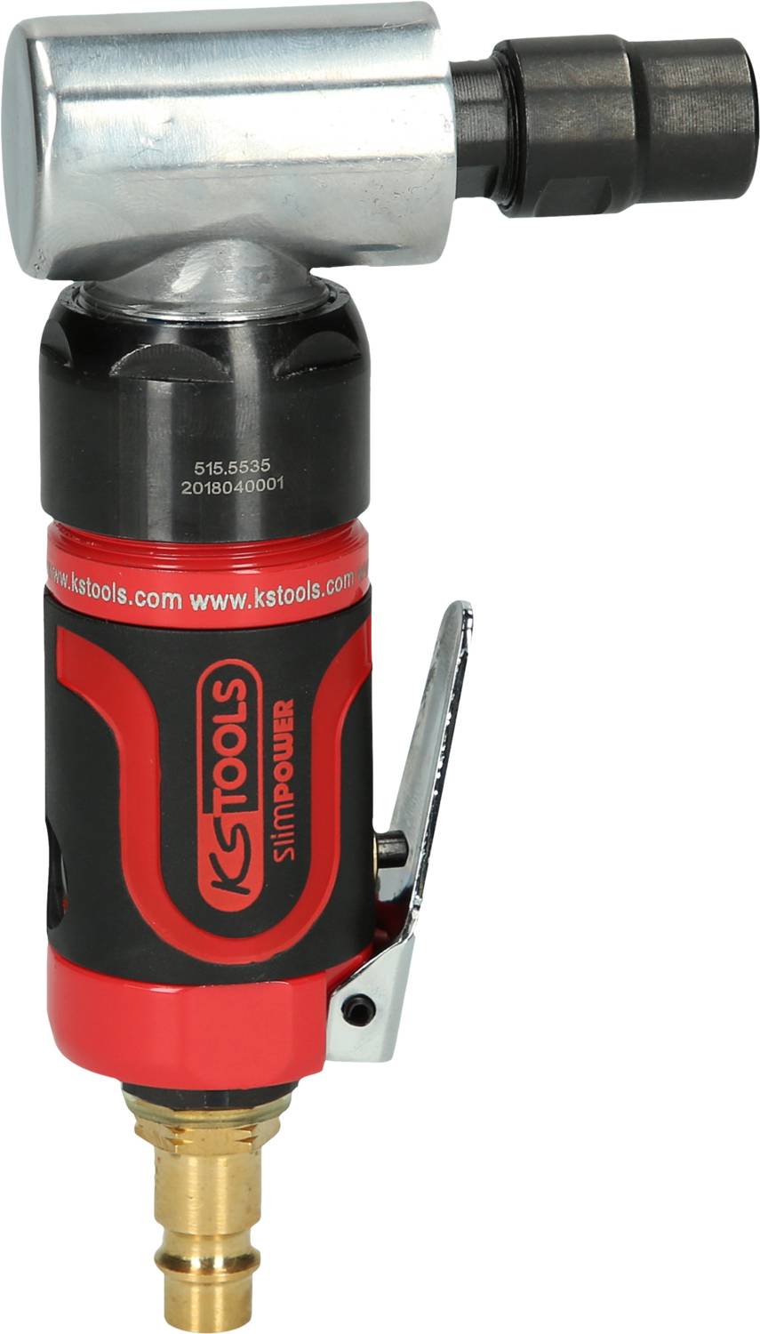 Pnevmatski udarni vijačnik z rdečim in črnim ročajem, srebrno glavo in črnim priključkom. Vidno je napisano ime blagovne znamke in modelna številka.