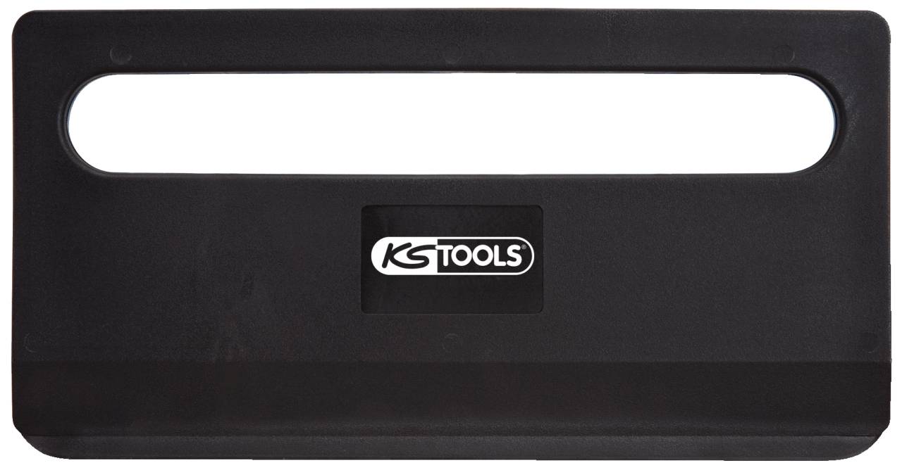 Črna plastična tabla z ovalnim ročajem in logotipom 'KS Tools' na sredini.