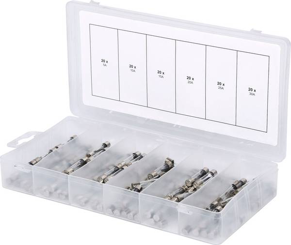 KS Tools 970.0270 970.0270 sortiment varovalk  5 A, 10 A, 15 A, 20 A, 25 A, 30 A  počasen -P- Vsebina 120 Deli