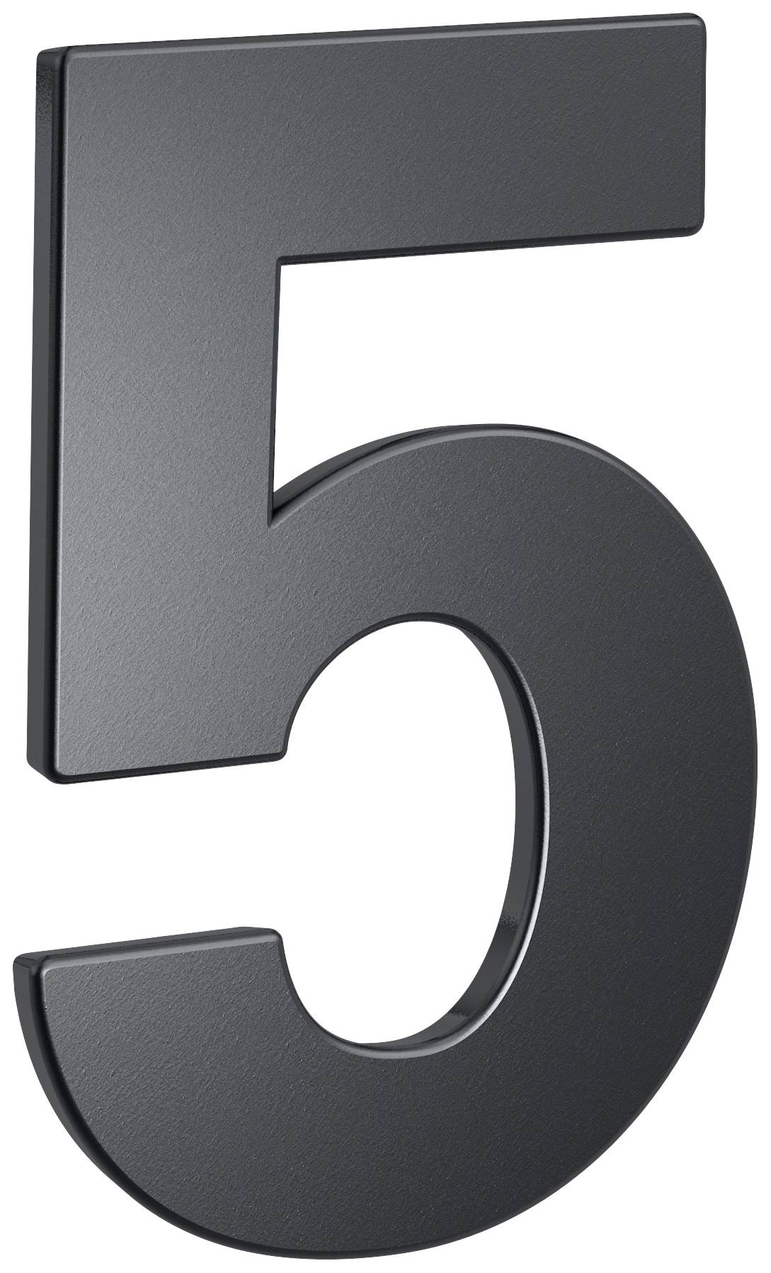Številka '5' v črnem, sijočem slogu.