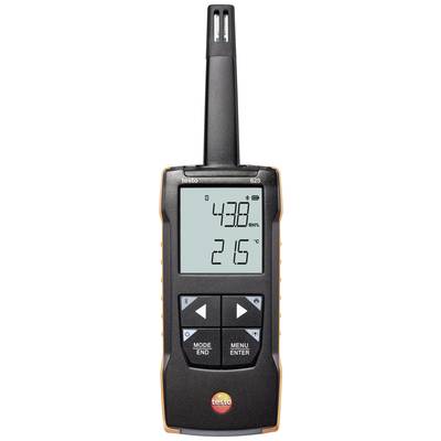 Digitalni termo-higrometer na zaslonu prikazuje 21,5 stopinj Celzija in 43,8 odstotkov relativne vlažnosti.