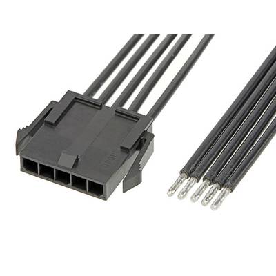 Črn priključek kabla s petimi priključki in razkrečenimi konci. Primeren za električne povezave.