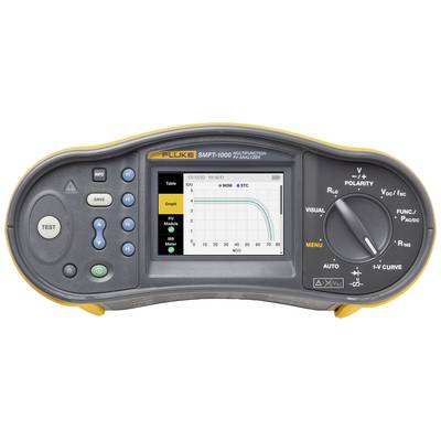 Večfunkcijski tester z zaslonom prikazuje diagram krivulje zmogljivosti za test solarnega modula z različnimi parametri.