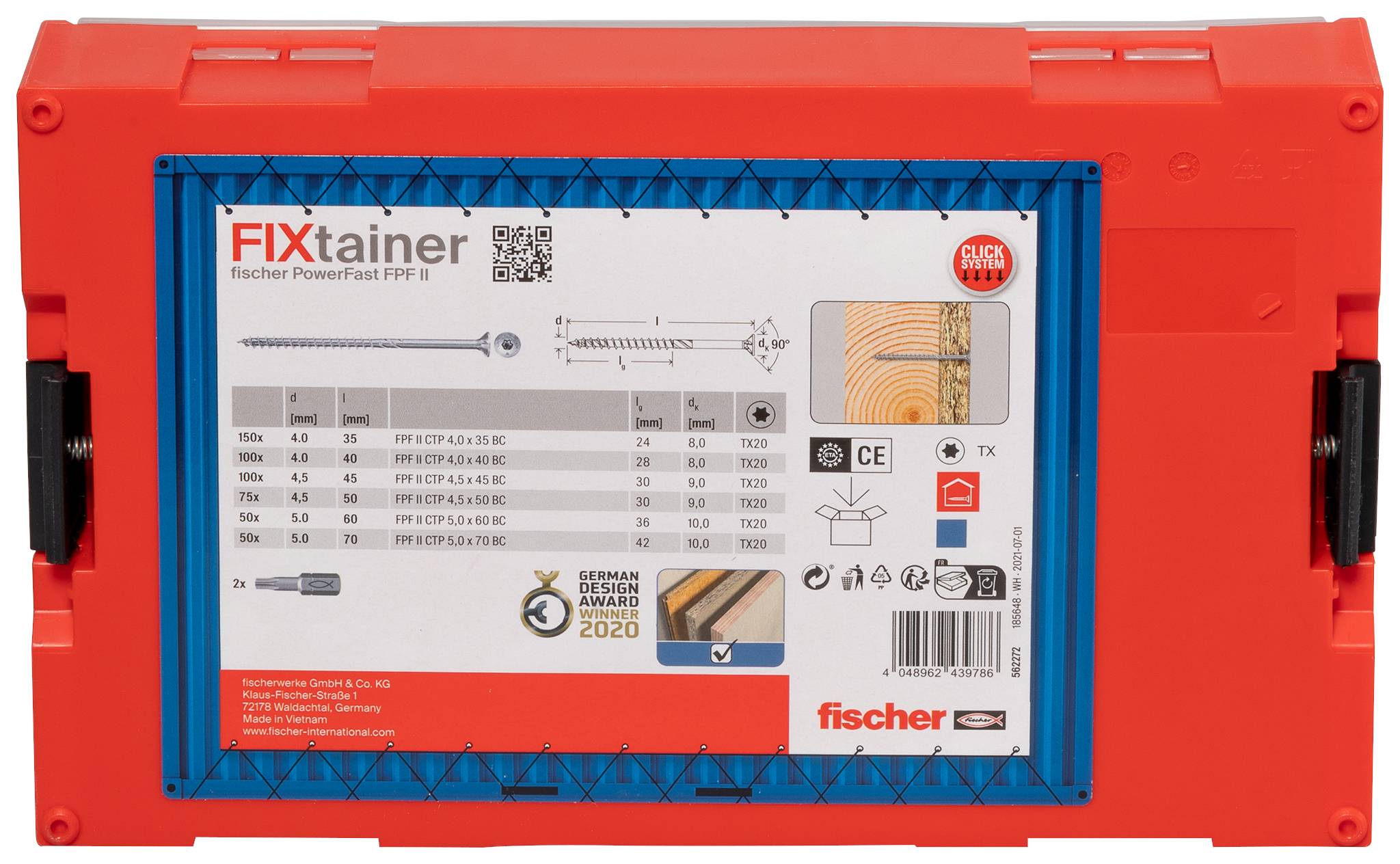 Fischer 562272 FixTainer PowerFast II TX TG komplet vijakov za iverno ploščo jeklo galvansko pocinkan 1 set-3