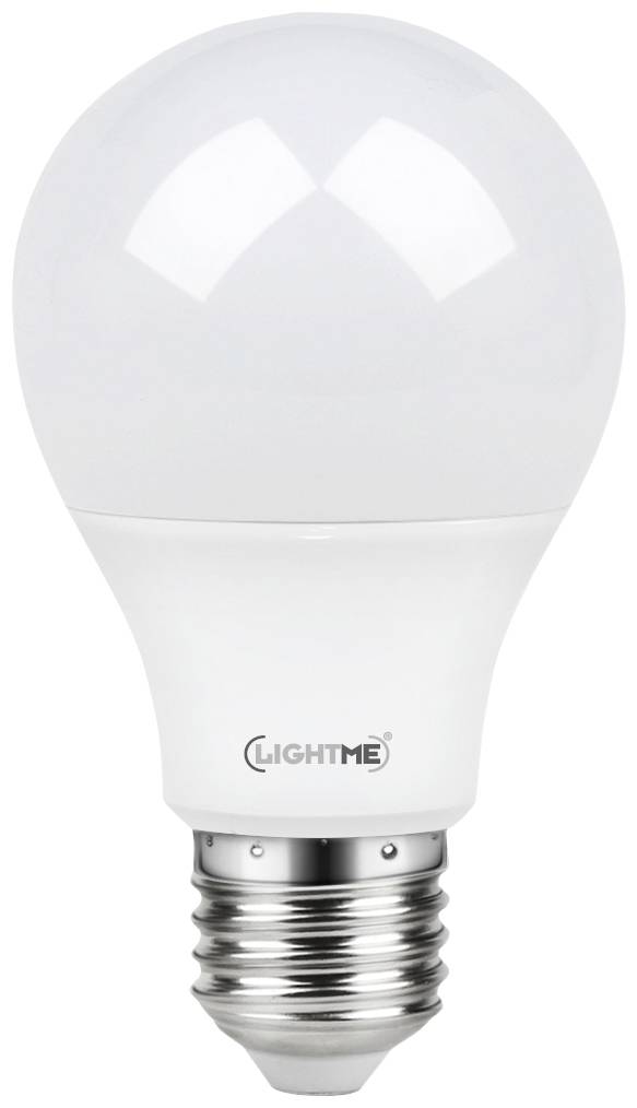 LED-žarnica z kovinskim navojem, belim matiranim steklom in napisom 'LIGHTME' na podstavku.
