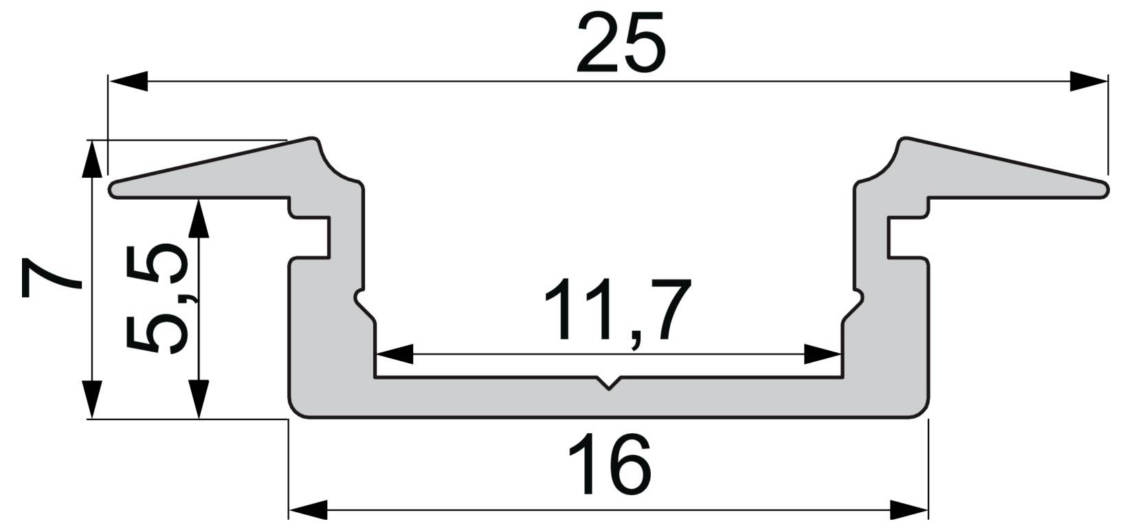 Deko Light 975025 ET-01-10 aluminij (D x Š x V) 2000 x 25 x 7 mm 2 m-4