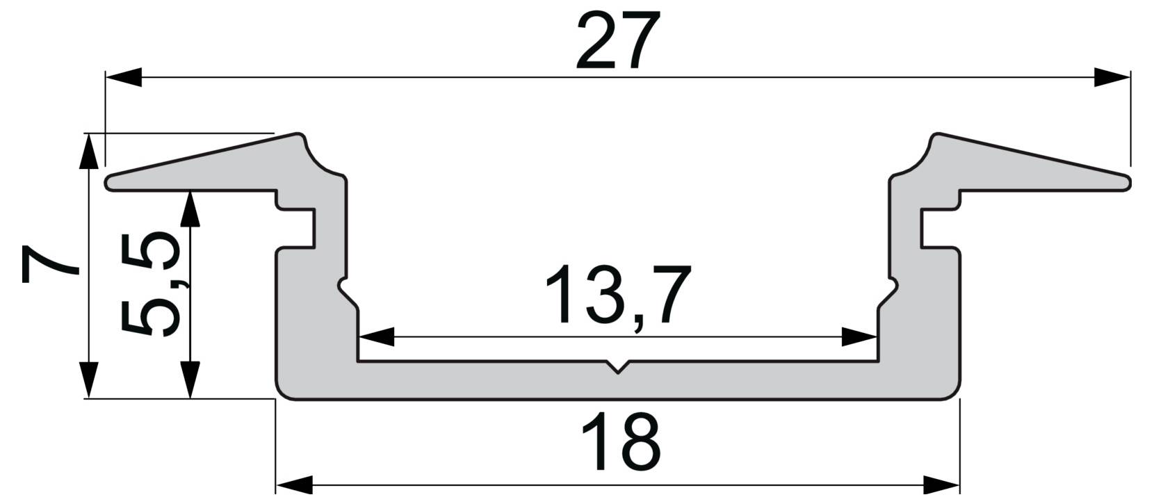 Deko Light 975041 ET-01-12 aluminij (D x Š x V) 2000 x 27 x 7 mm 2 m-5