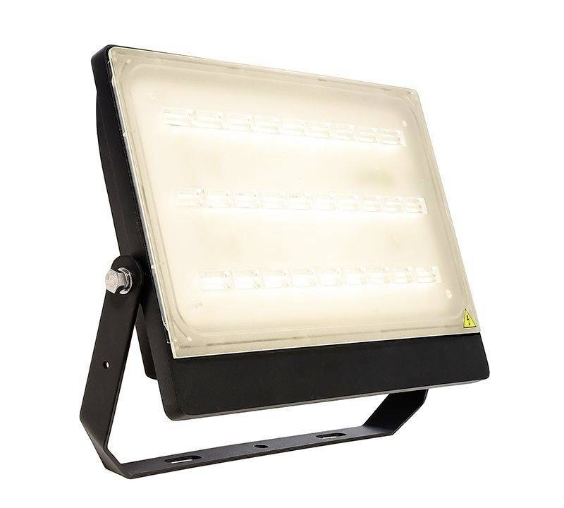 LED reflektor pravokotne oblike z črnim okvirjem in več vrstami svetlobe. Idealen za zunanjo razsvetljavo.