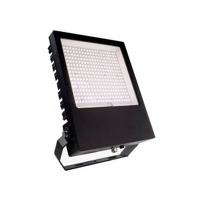 LED reflektor pravokotne oblike z črnim ohišjem, primeren za zunanja osvetljevanja.
