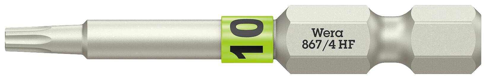Torx bit Wera, model 867/4 HF, velikost T10, z zelenim obročem za boljši oprijem.