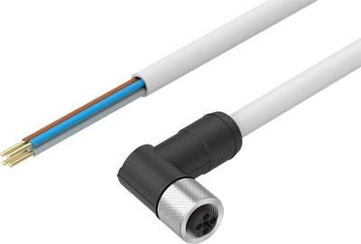 Električni kabel z odprtim koncem in črnim kotnim vtikačem.