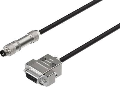 Kabel z okroglim in pravokotnim vtičem; uporabljen za serijske podatkovne povezave v elektroniki.