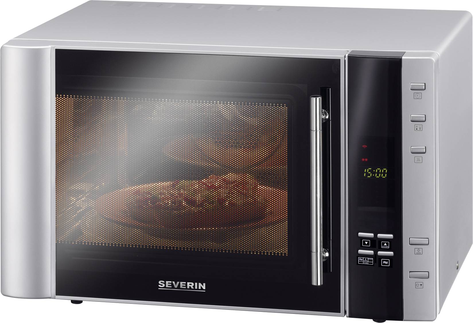 Severin MW 7775 mikrovalovna pecica srebrno črna 900 W možnost vrocega zraka, funkcija žara