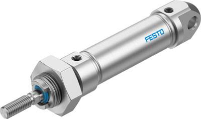 Cilinder podjetja Festo, mehanski kovinski element, uporabljen v pnevmatskih sistemih za linearno gibanje.