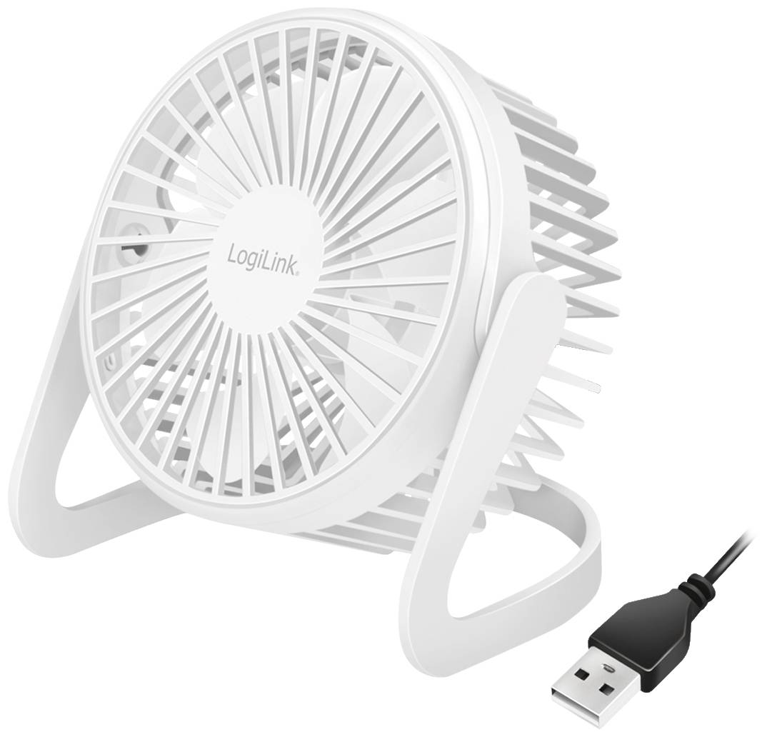 LogiLink UA0402 USB ventilator 2 W (Ø x V) 12.7 cm x 115 mm bela vrtljiv-0