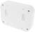 Pravokotno belo plastično ohišje z zaobljenimi robovi in več odprtinami za vijake za stensko pritrditev.