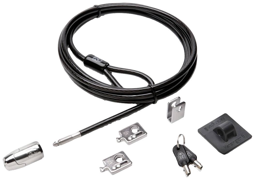 Varnostni kabel proti kraji z dodatki: varnostni zatič, trije pritrdilni podstavki, dva ključa. Za zaščito naprav pred tatvino.