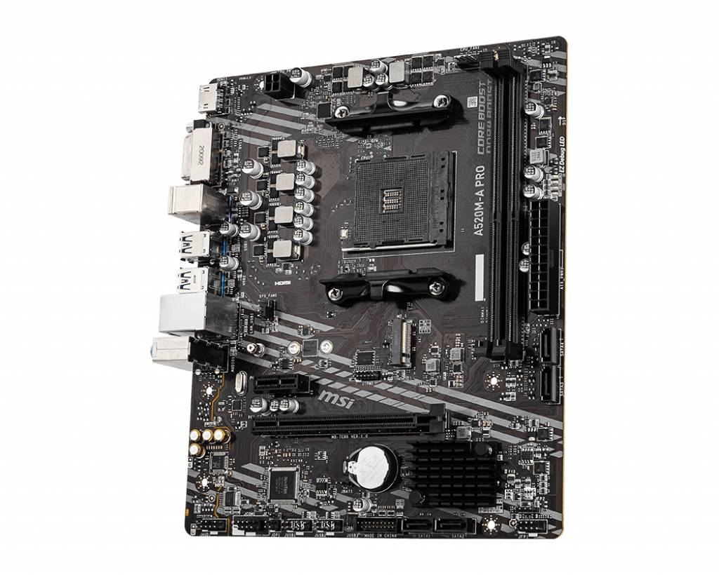 MSI A520M-A PRO matična plošča Podnožje (PC) AMD AM4 Faktor oblike (podrobnosti) Micro-ATX Matična plošča-nabor čipov AM-2
