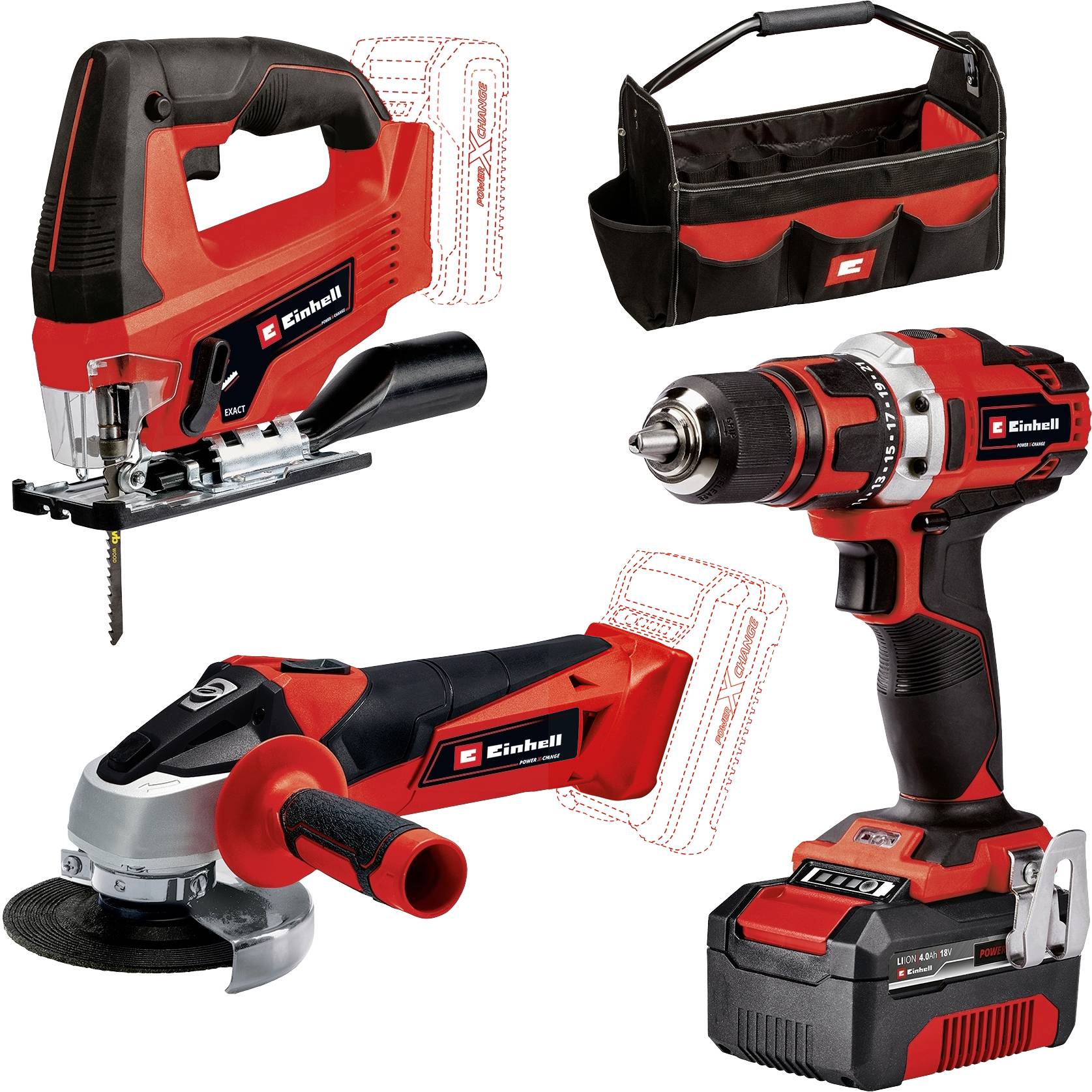 Einhell TE-TK 18/3 Li Kit JS+CD+AG Power X-Change 4257241 komplet orodja v torbi-1