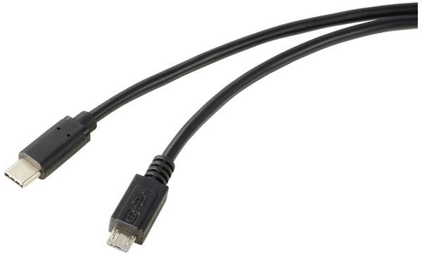 Renkforce USB kabel  USB 2.0 USB-C® vtič, USB-mikro-B vtič 1.00 m črna okrogel RF-5719754