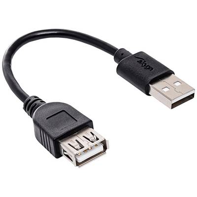 USB podaljševalni kabel z moškim in ženskim priključkom, črn kabel, primeren za povezovanje elektronskih naprav.