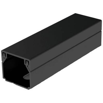 Črn, pravokoten plastični profil v 3D-pogledu, z odprtim votlim prostorom v sredini.