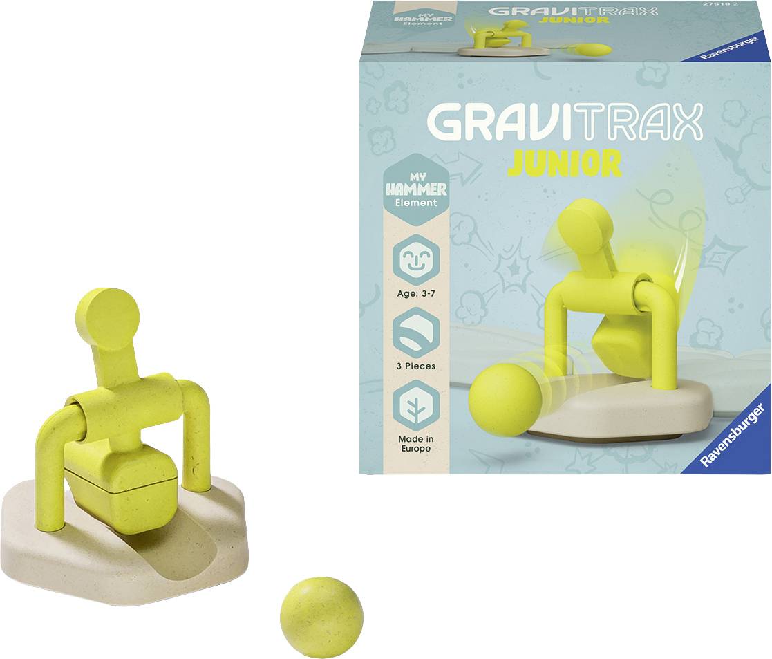 GraviTrax Junior komplet, element kladiva, vsebuje 3 dele, primeren za otroke od 3 do 7 let.