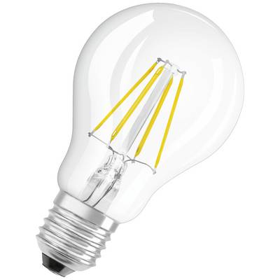 Žarnica z vidnimi rumenimi žarilnimi nitkami, ki prikazuje moderno LED-tehnologijo. Trenutno je izklopljena.
