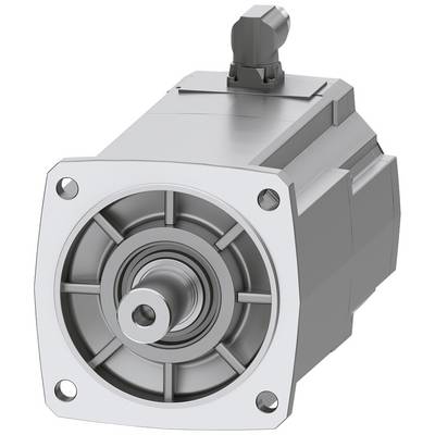 Srebrn elektromotor s prirobnico, gledano od spredaj, prikazuje glavno gred na sredini.