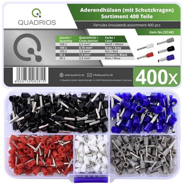 Quadrios 22C482 asortima votlic 0.5 mm², 0.75 mm², 1 mm², 2.5 mm² delno izoliran  400 kos