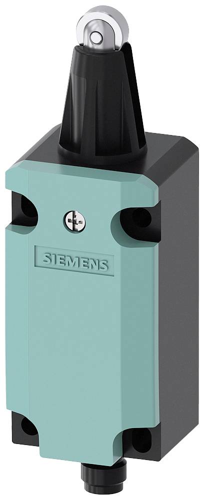 Zelen plastični stikalni element Siemens z ročico na vrhu in vijaki za pritrditev.