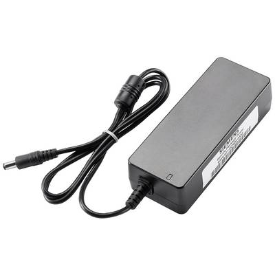 Črn napajalnik s kablom in vtičem, pravokotne oblike, primeren za elektronske naprave.