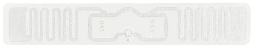 RFID značka pravokotne oblike z antenko, ki se uporablja za brezžični prenos informacij.