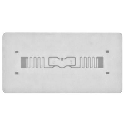 RFID-oznaka z dvema simetričnima antenama na straneh in srednjo komponento, na kateri piše '3.3' in 'W0'.