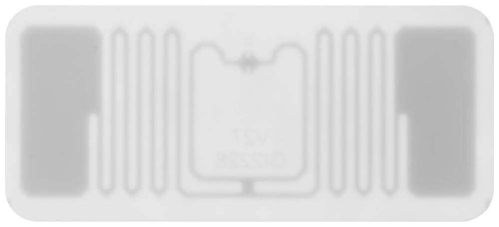 Pravokoten RFID-oznaka z antenskim vzorcem, ki lahko brezžično prenaša podatke.