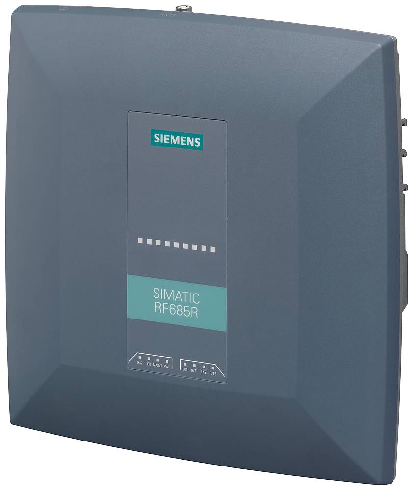 Temno siv čitalnik Siemens RF685R za zajem radijskih signalov z LED-indikatorji na sprednji strani.